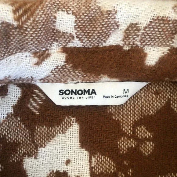 Sonoma Goods for Life Cropped Brown Cow Print Jacquard Bomber Jacket Sz M - Picture 11 of 16
